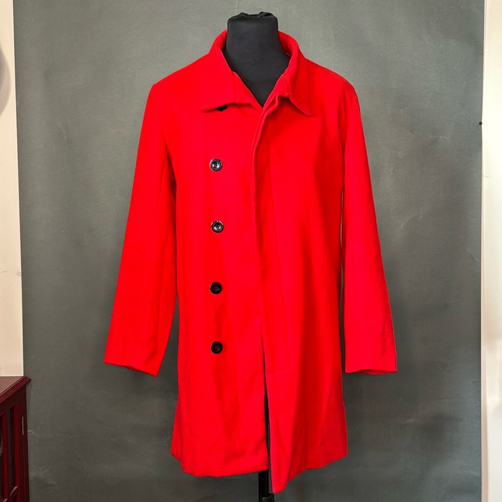 Shein Men's Manfinity Homme Men Solid Collar Neck Red Overcoat Size Small